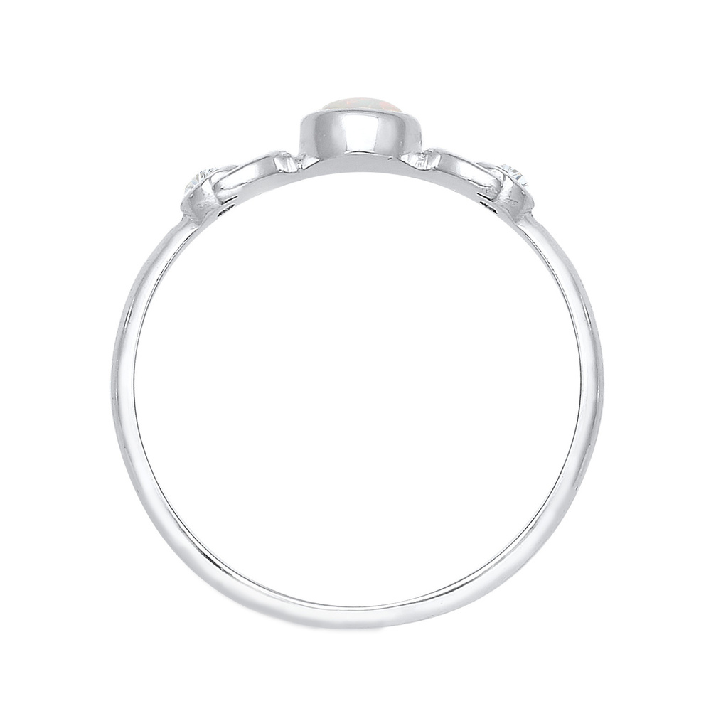 Elli Elli Bague Demi Lune Astro Bague Femme - (925/1000) Argent Cristal Zircone Opale Bague