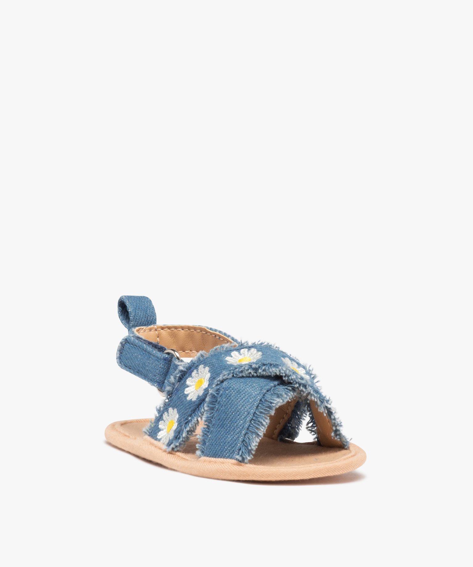 Chaussons de naissance bébé fille sandales en denim denim | GEMO