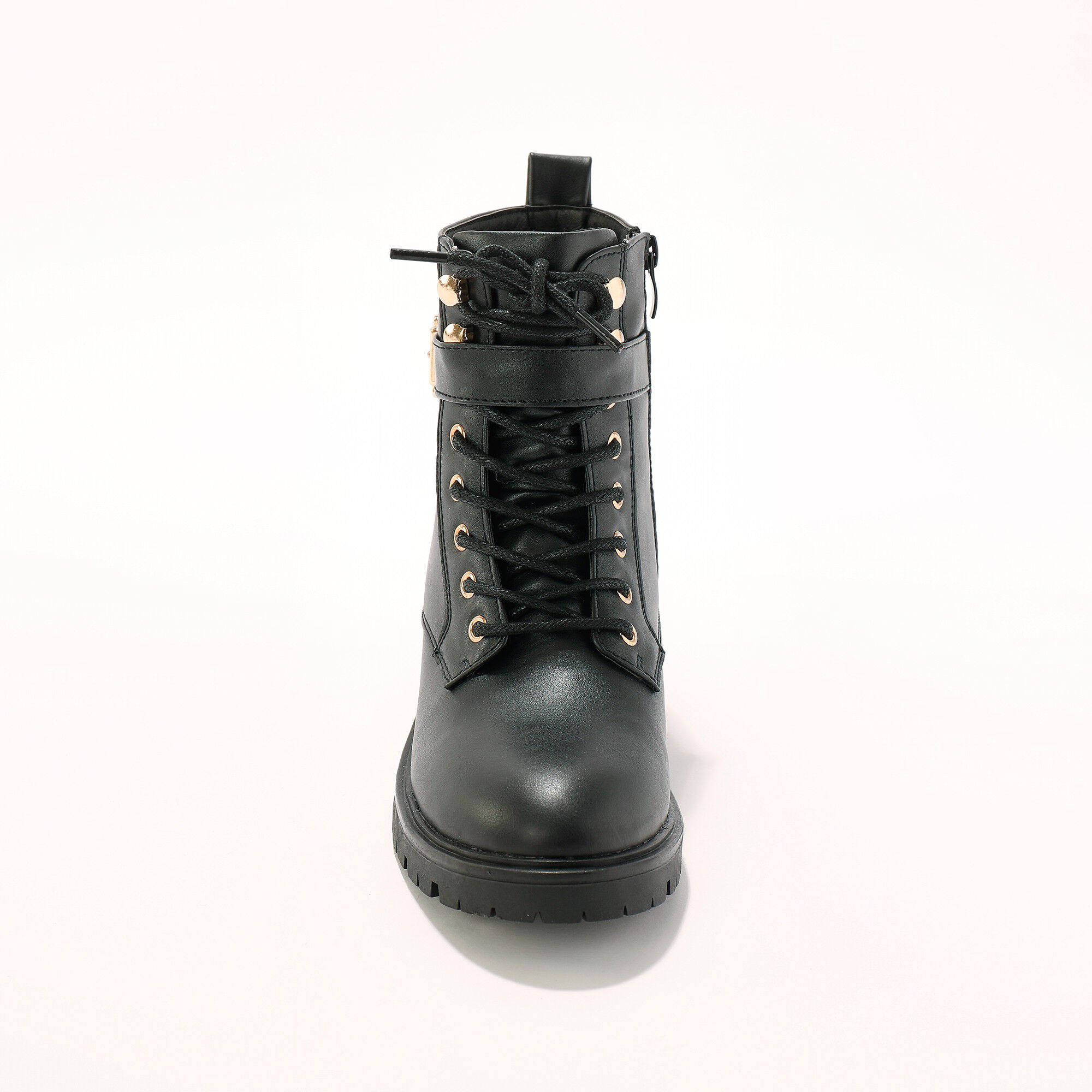 Bottines motardes à lacets et semelle crantée