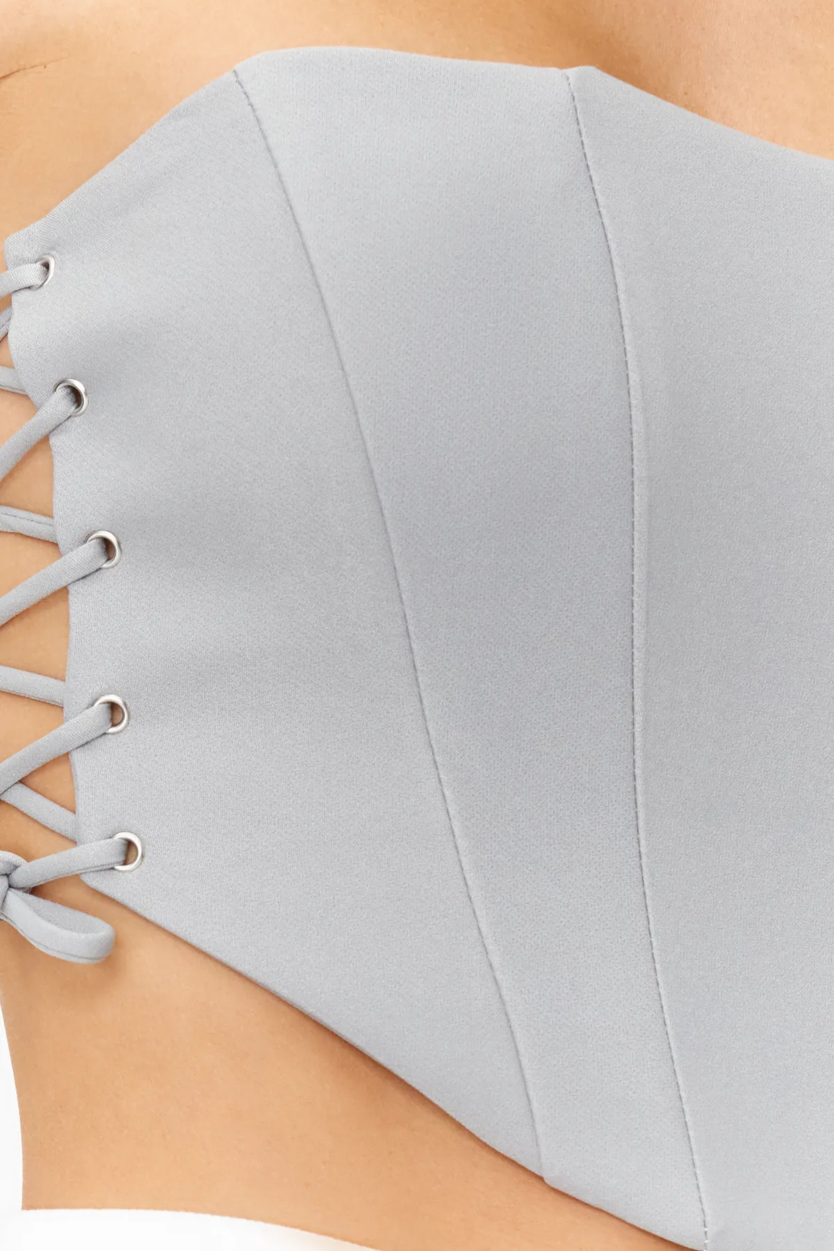 Trendyol Collection  Graues, kurz gefüttertes Bustier aus gewebtem Flor TPRSS22BS0026