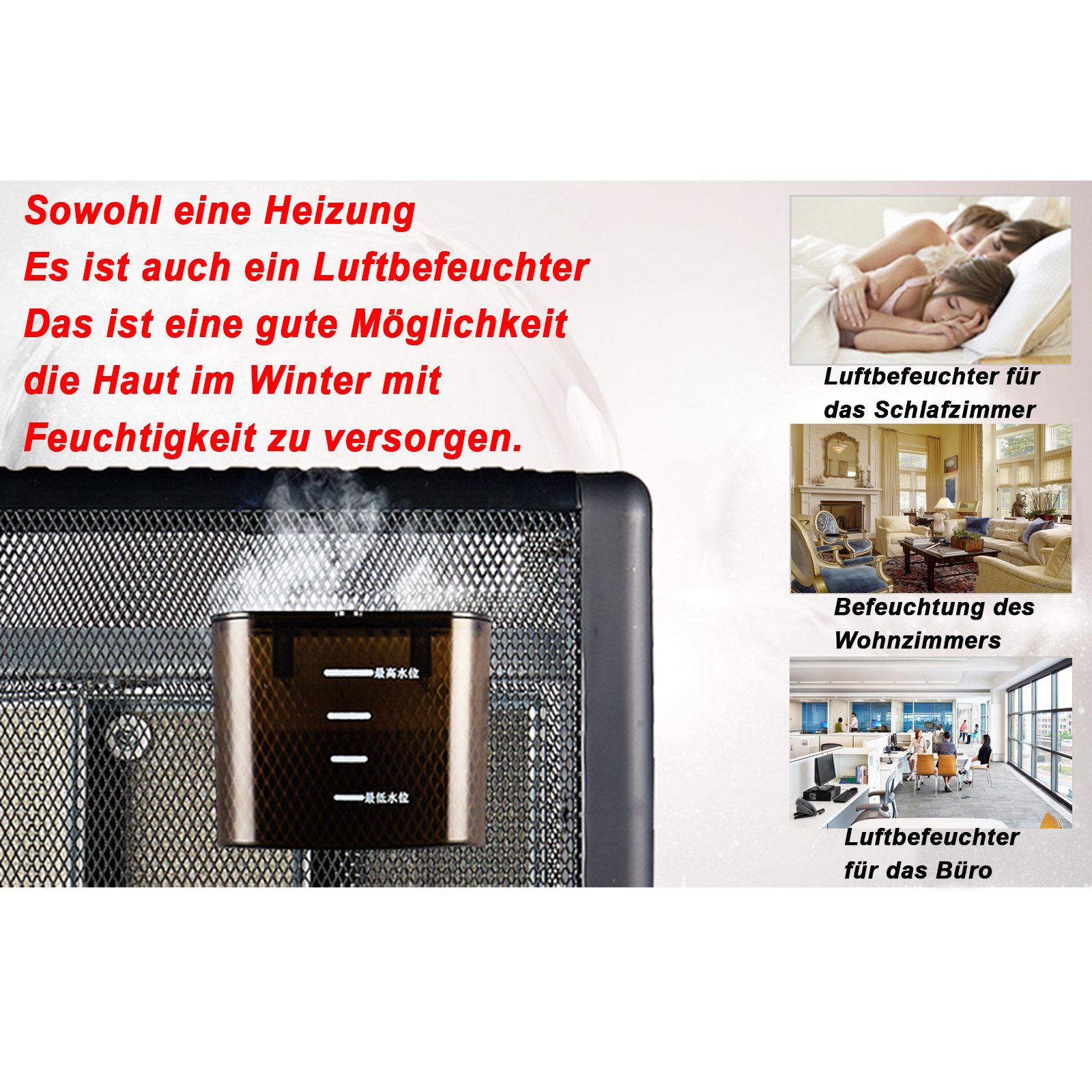 Fine Life Pro Heizgerät 2500W einstellbarer Thermostat, 2500 W, 3 Heizstufen,Sicher und energieeffizient