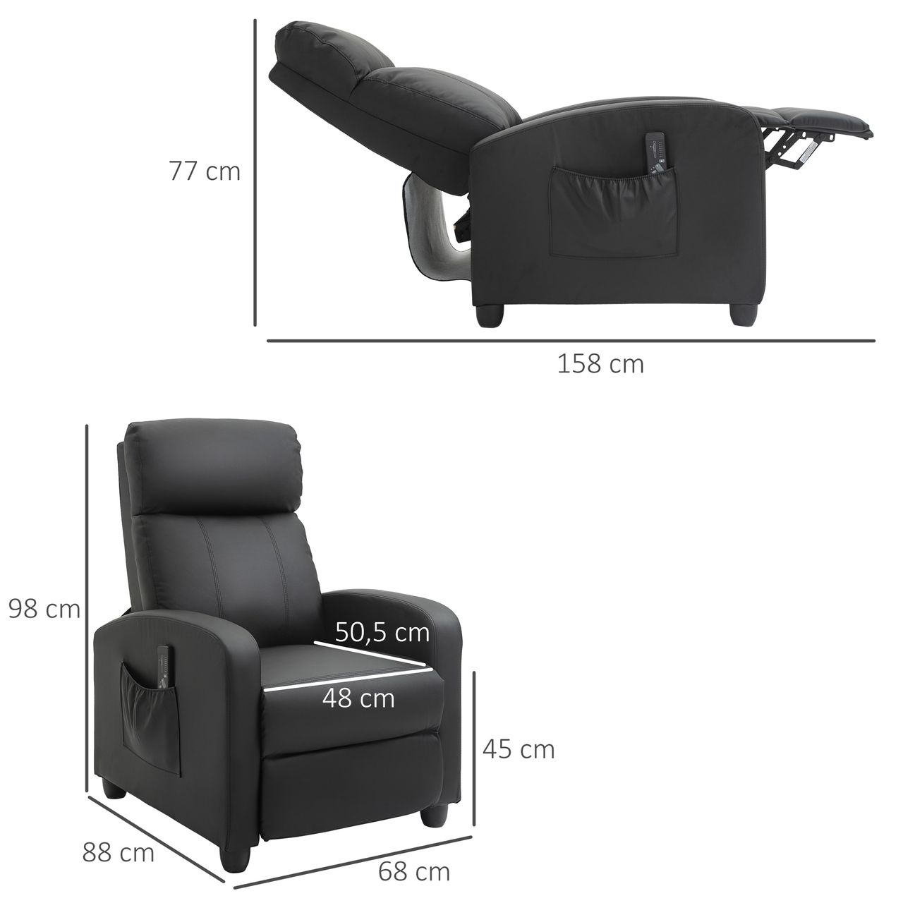 HOMCOM Massagesessel Relaxsessel Massagesofa mit Rückenlehne 2 Punkt Massage