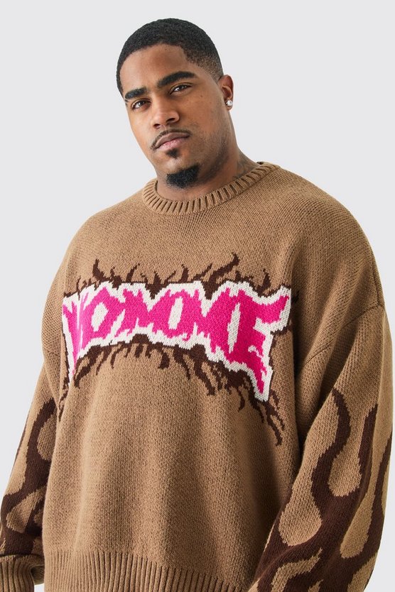 Plus Oversize Homme Pullover in Taupe