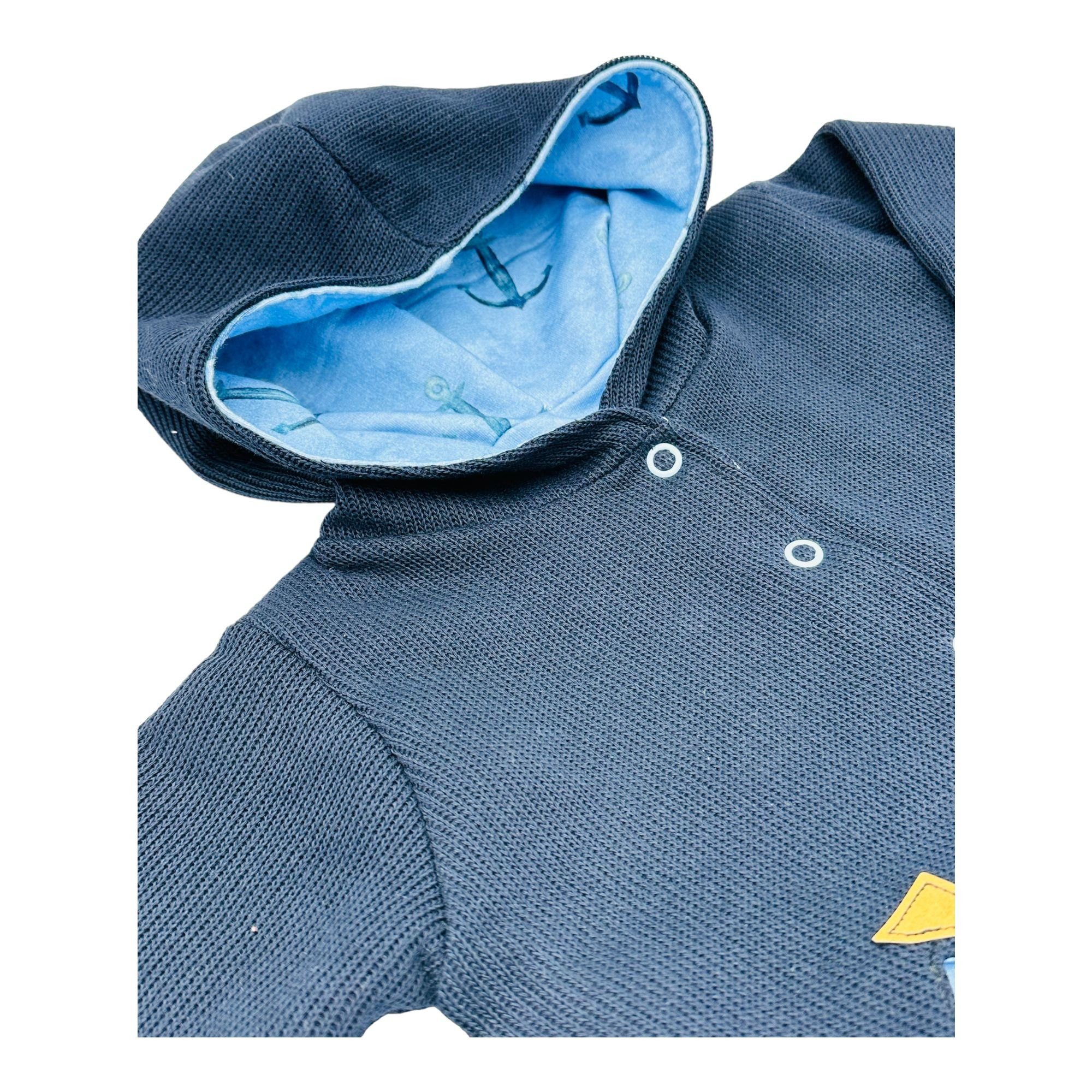 Land-Juwelen Kapuzenstrickjacke Strickjacke Anker maritim hellblau dunkelblau Taschen