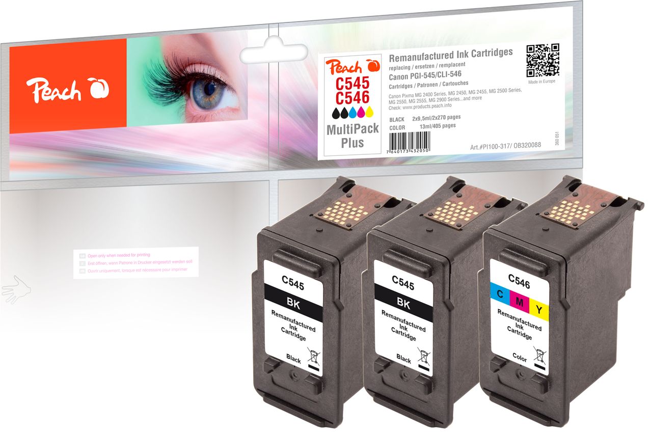 Peach Spar Pack Tintenpatronen ersetzt Canon PG-545*2, CL-546