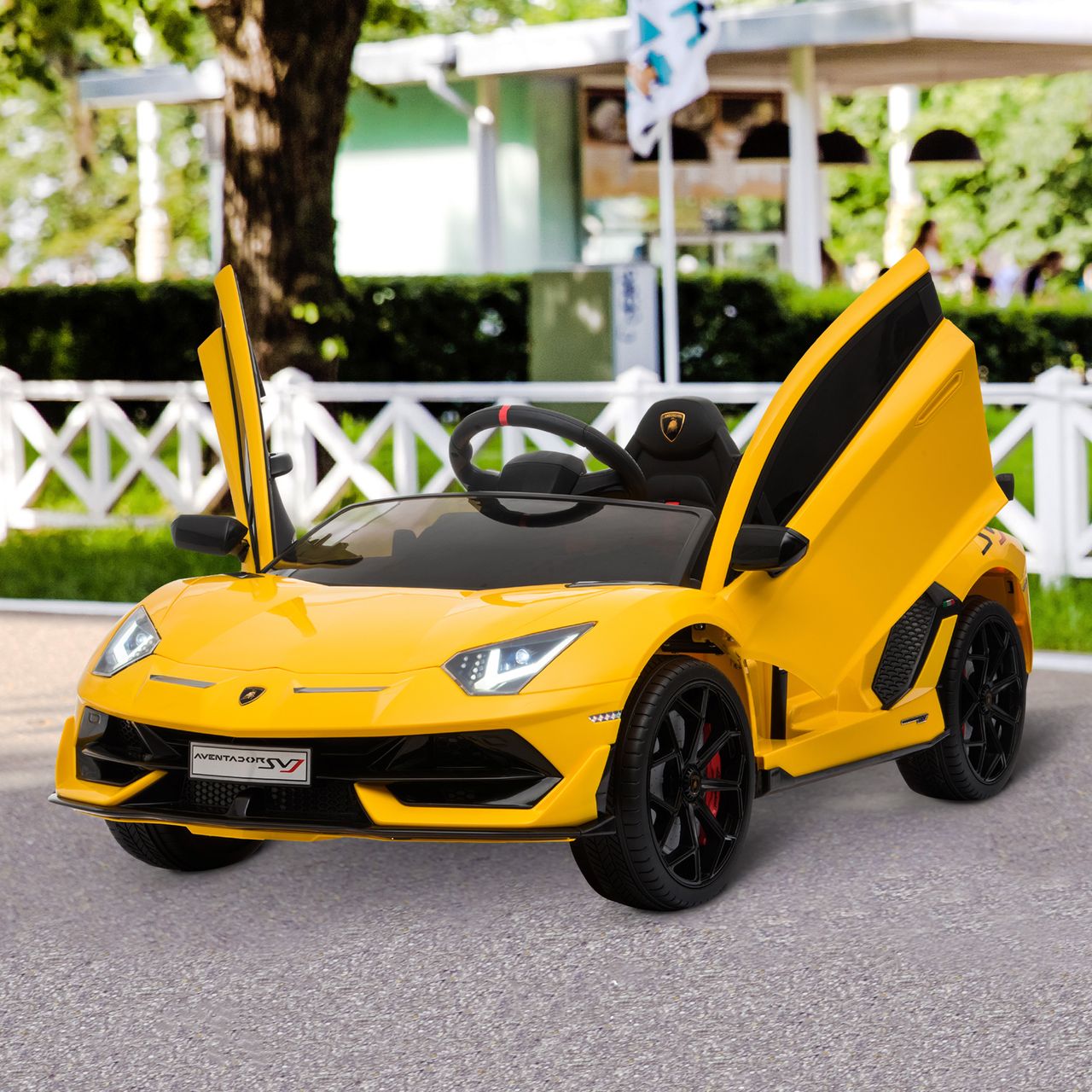 HOMCOM Kinderauto Lamborghini SVJ Elektroauto für 3-8 Jahre mit MP3 Gelb