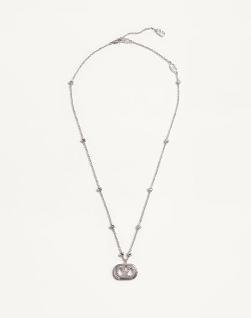 Colar com a assinatura VLogo em metal, pérolas e cristais Swarovski®