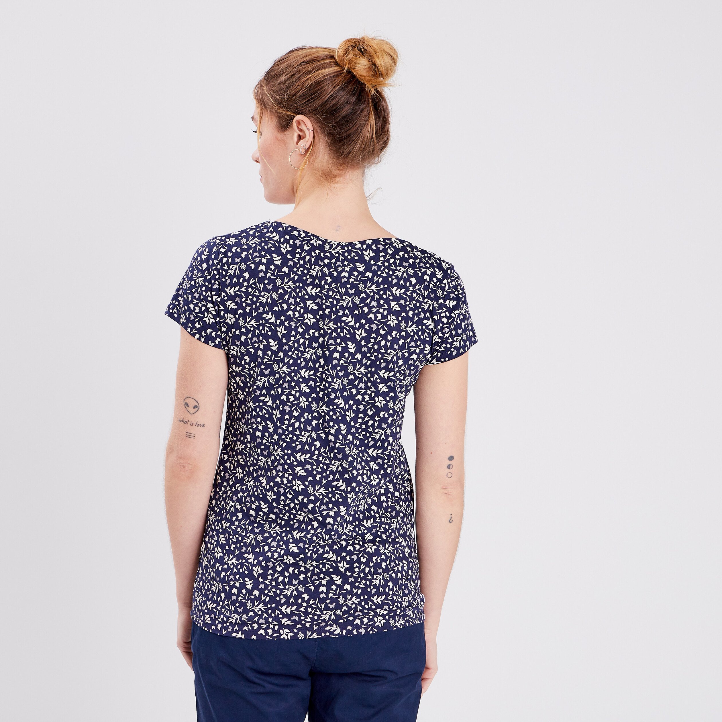T-shirt imprimé coupe ajustée bleu marine femme | La Halle