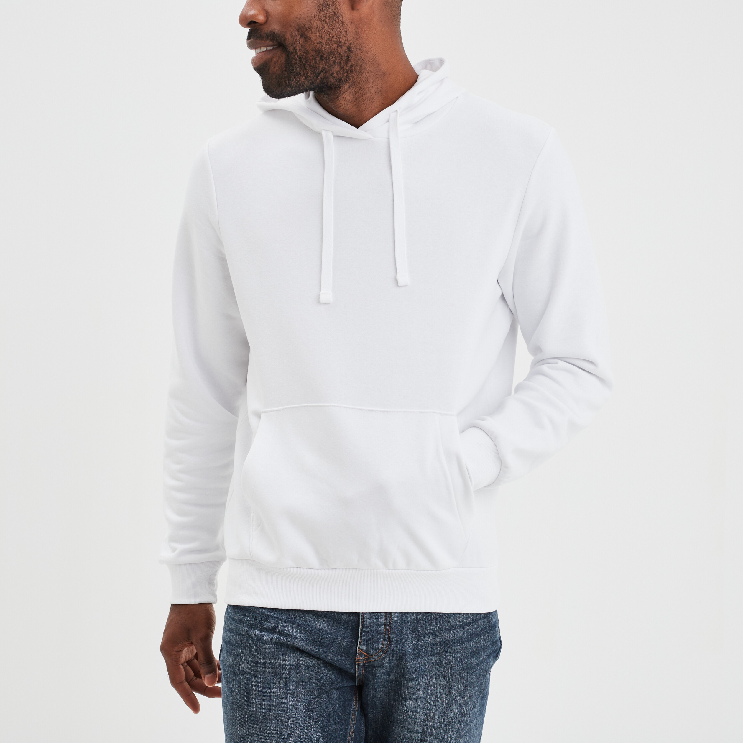 Sweat molleton à capuche hoodie blanc homme | La Halle