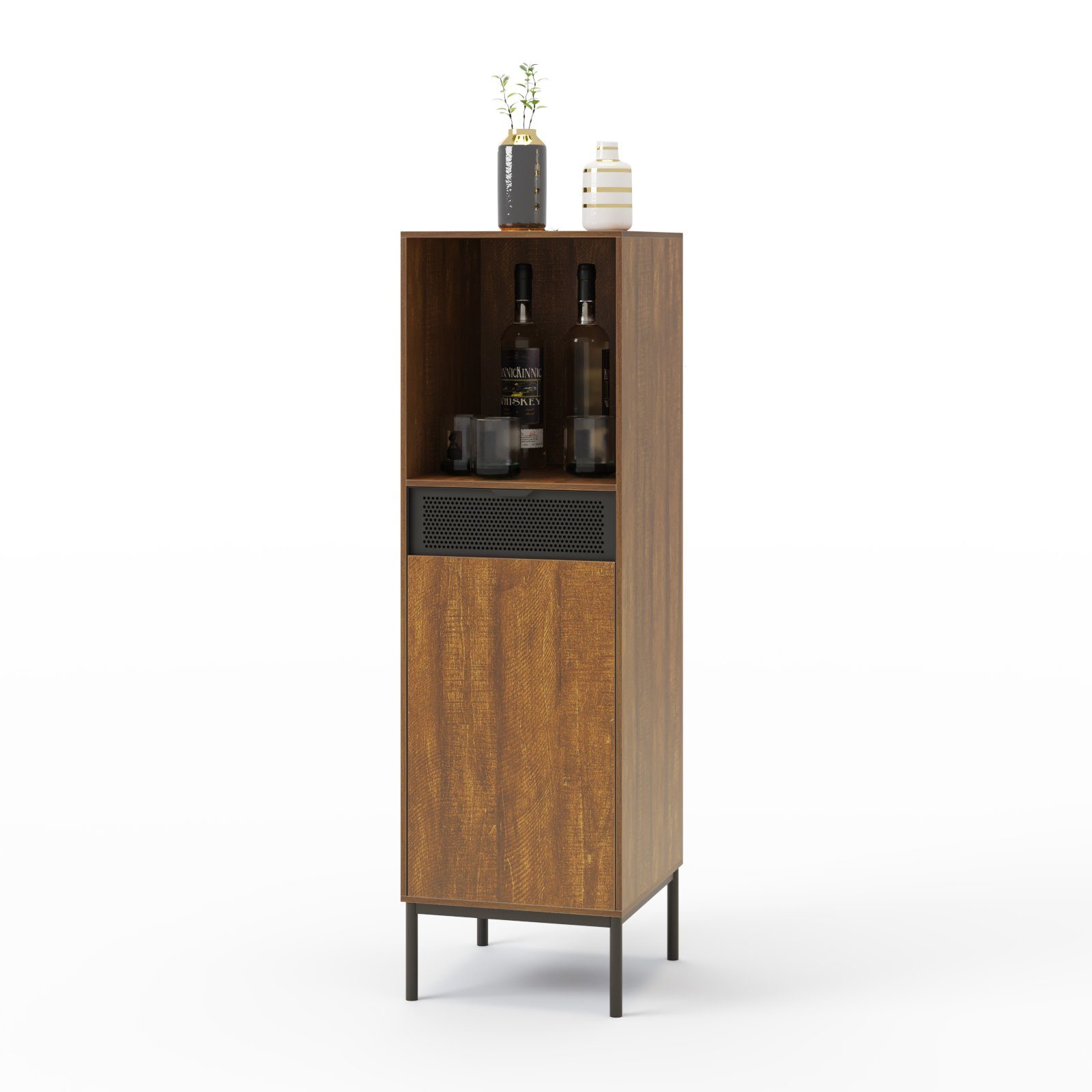 Mondeer Kommode Hohes Sideboard, mit Ausgeschnittenen Metalltüren und Verstellbaren Trennwänden