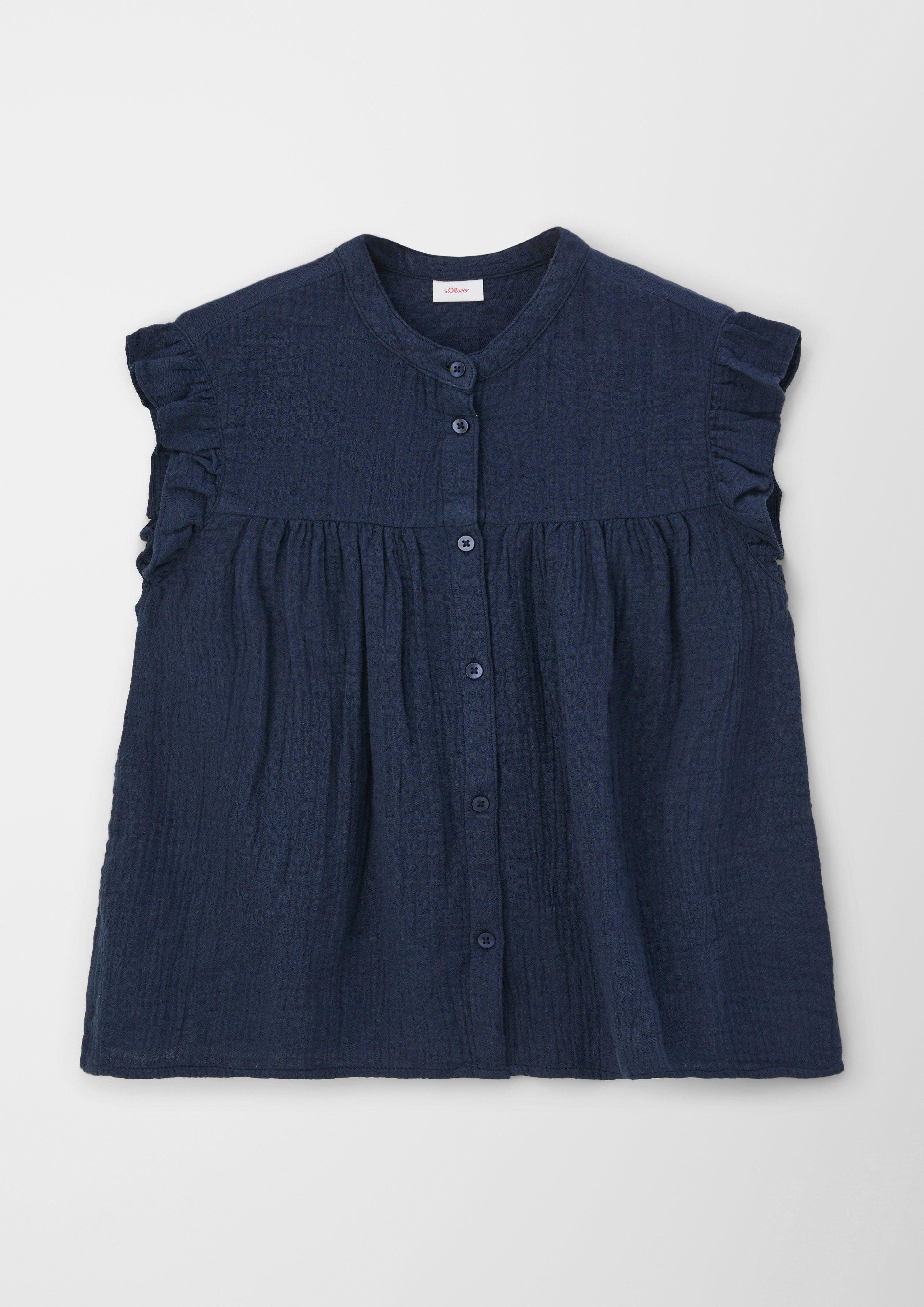 s.Oliver Kurzarmbluse Bluse mit Struktur Raffung