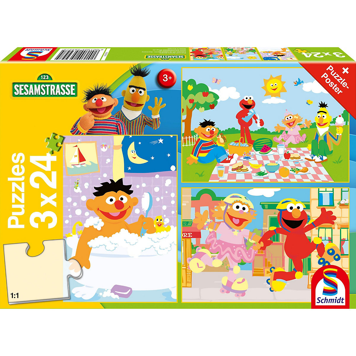 Kinderpuzzle Sesamstraße, Sachen machen, 3x24 Teile