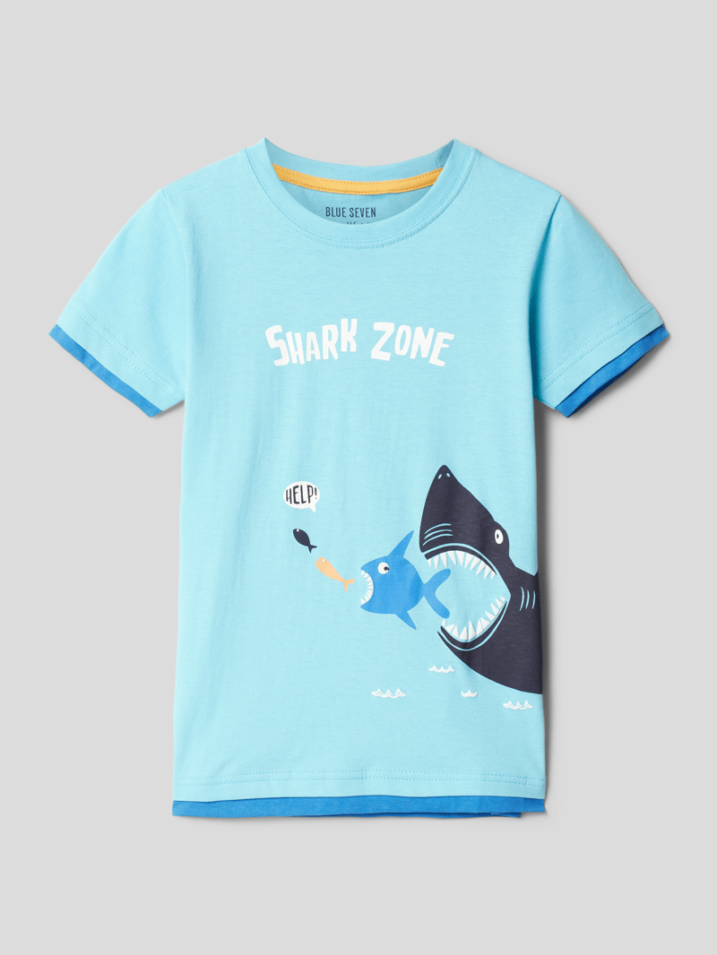 T-Shirt mit Motiv-Print in helltürkis