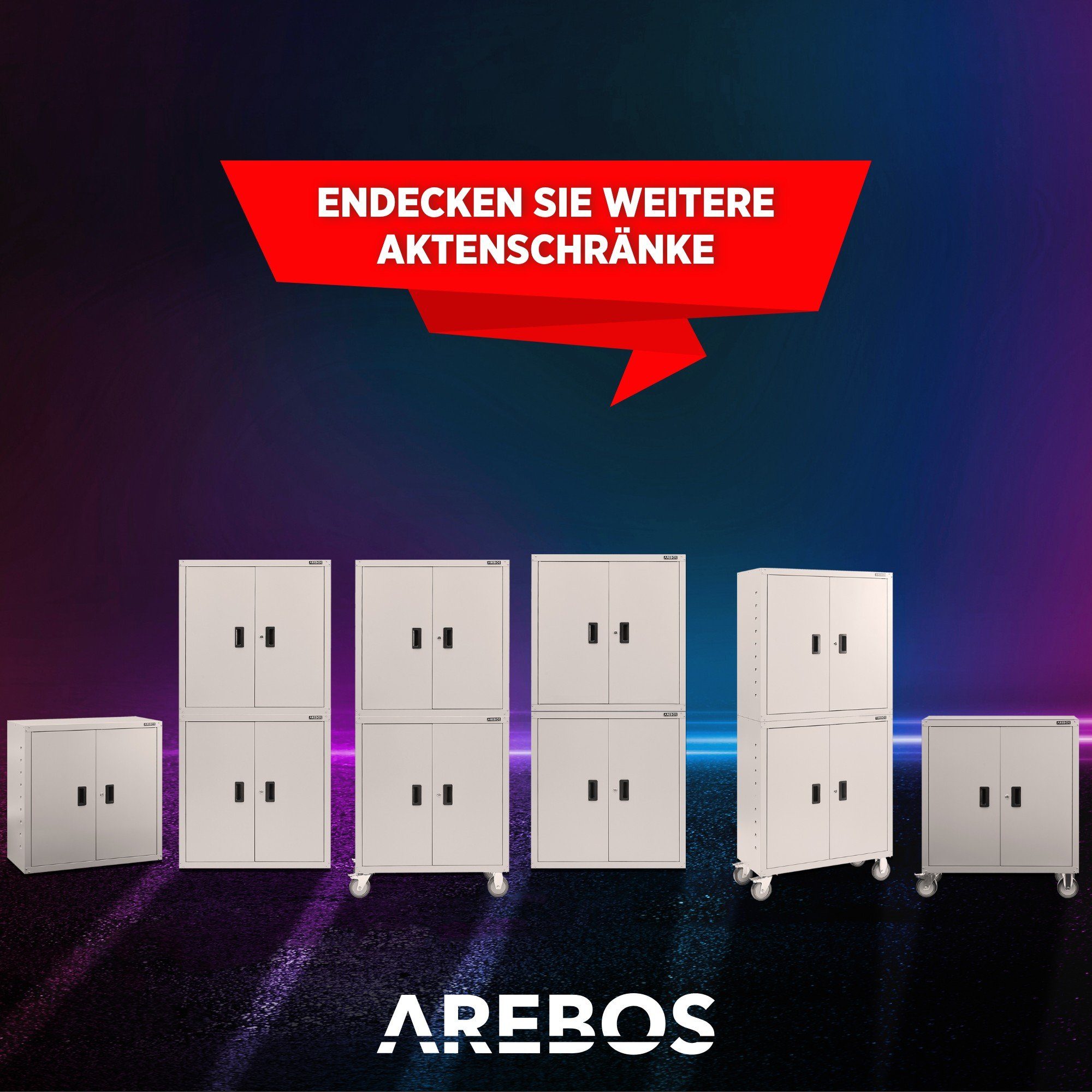 Arebos Aktenschrank Büroschrank Lagerschrank Materialschrank 90x90x40cm versch. Farben