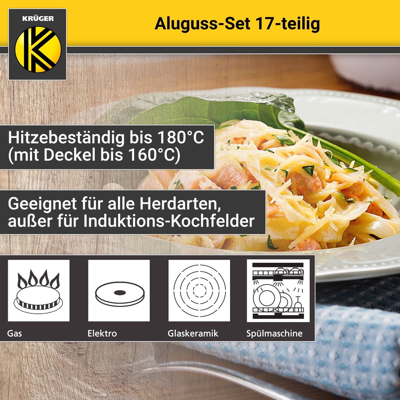 Karl Krüger Aluguss Set 17 tlg., schwarz