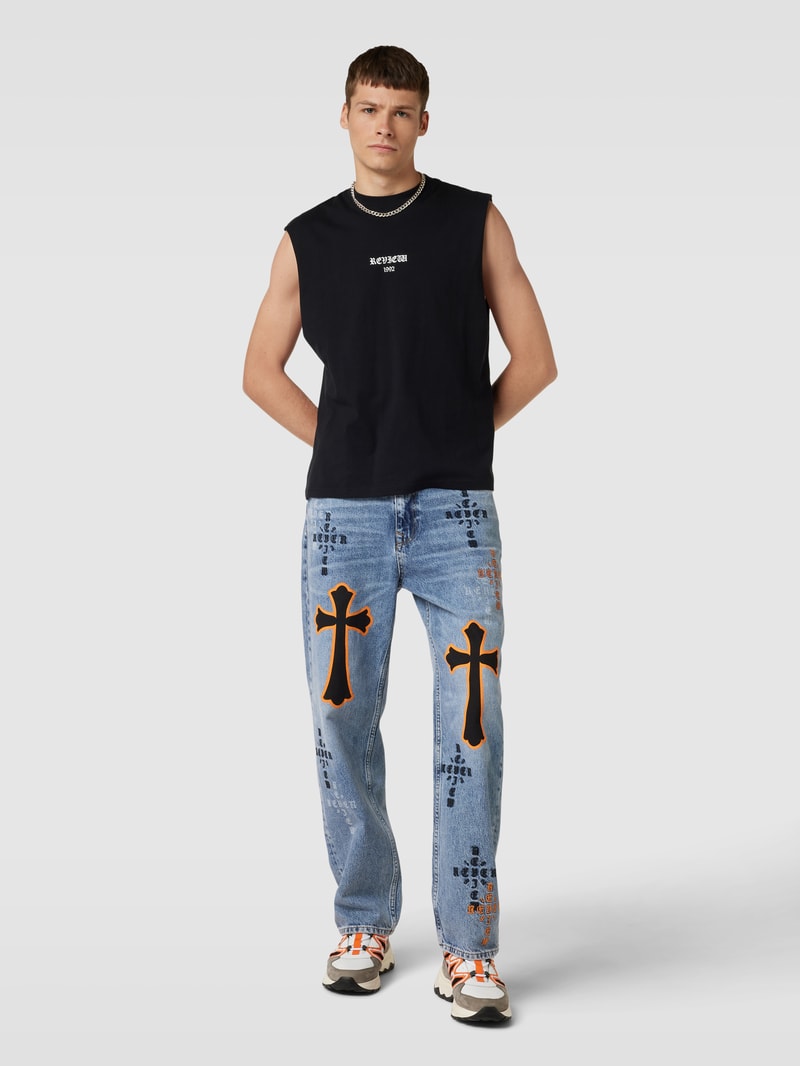 Jeans mit Motiv-Print in blau