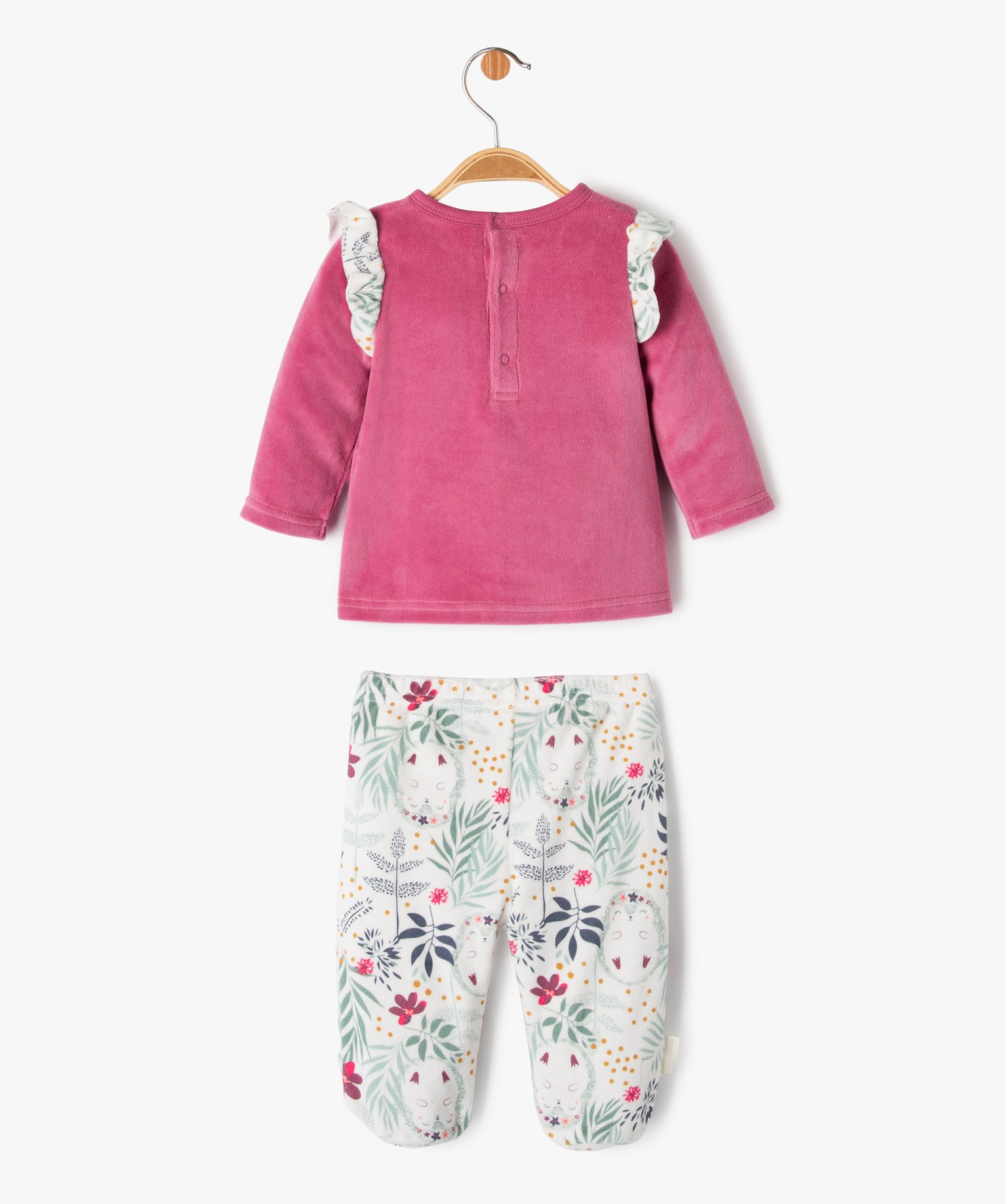 Pyjama 2 pièces avec volants sur les épaules bébé fille ... vert | GEMO