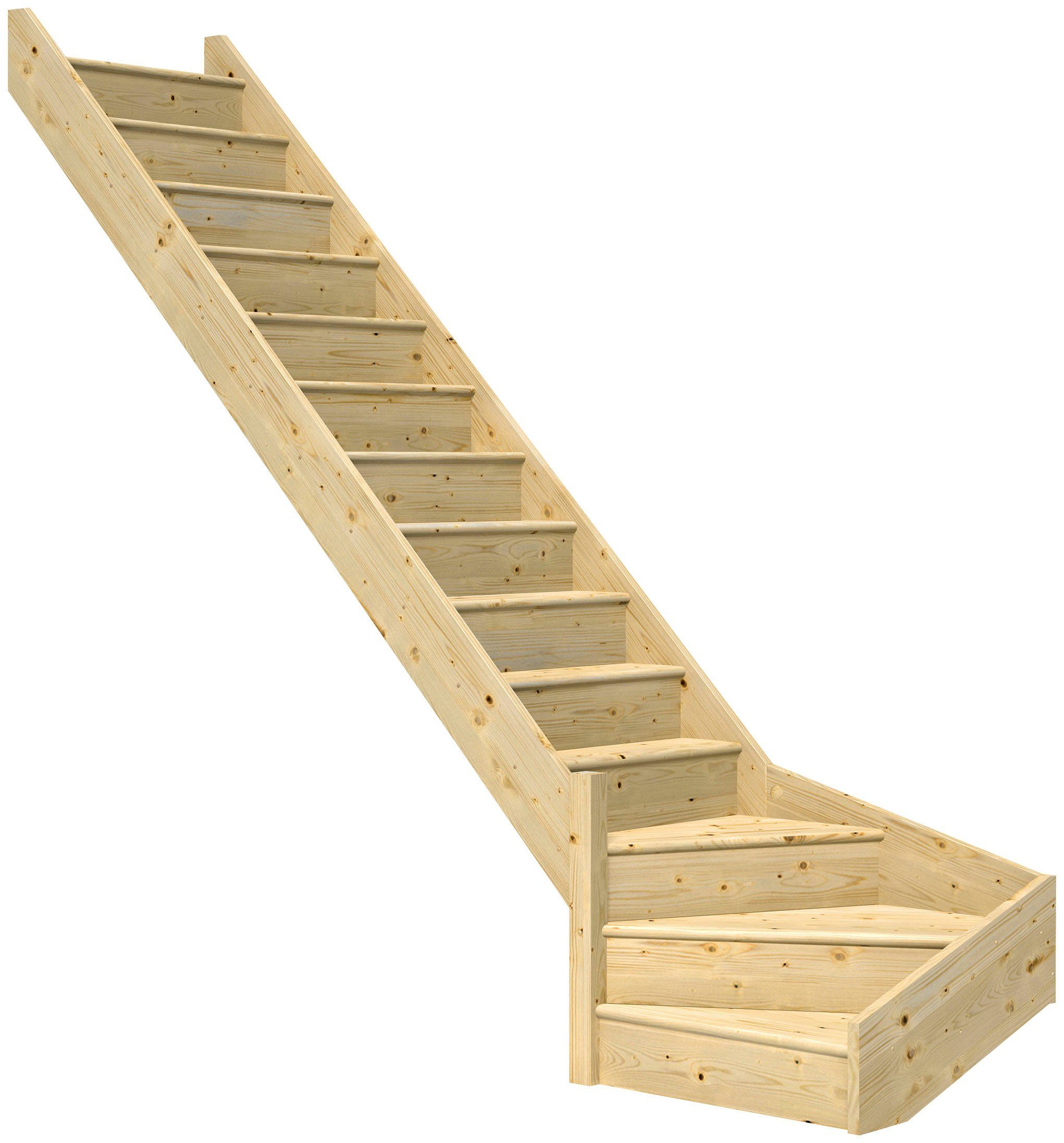 Dolle Raumspartreppe Paris, für Geschosshöhen bis 318 cm, Stufen offen, Fichte, versch. Ausführungen