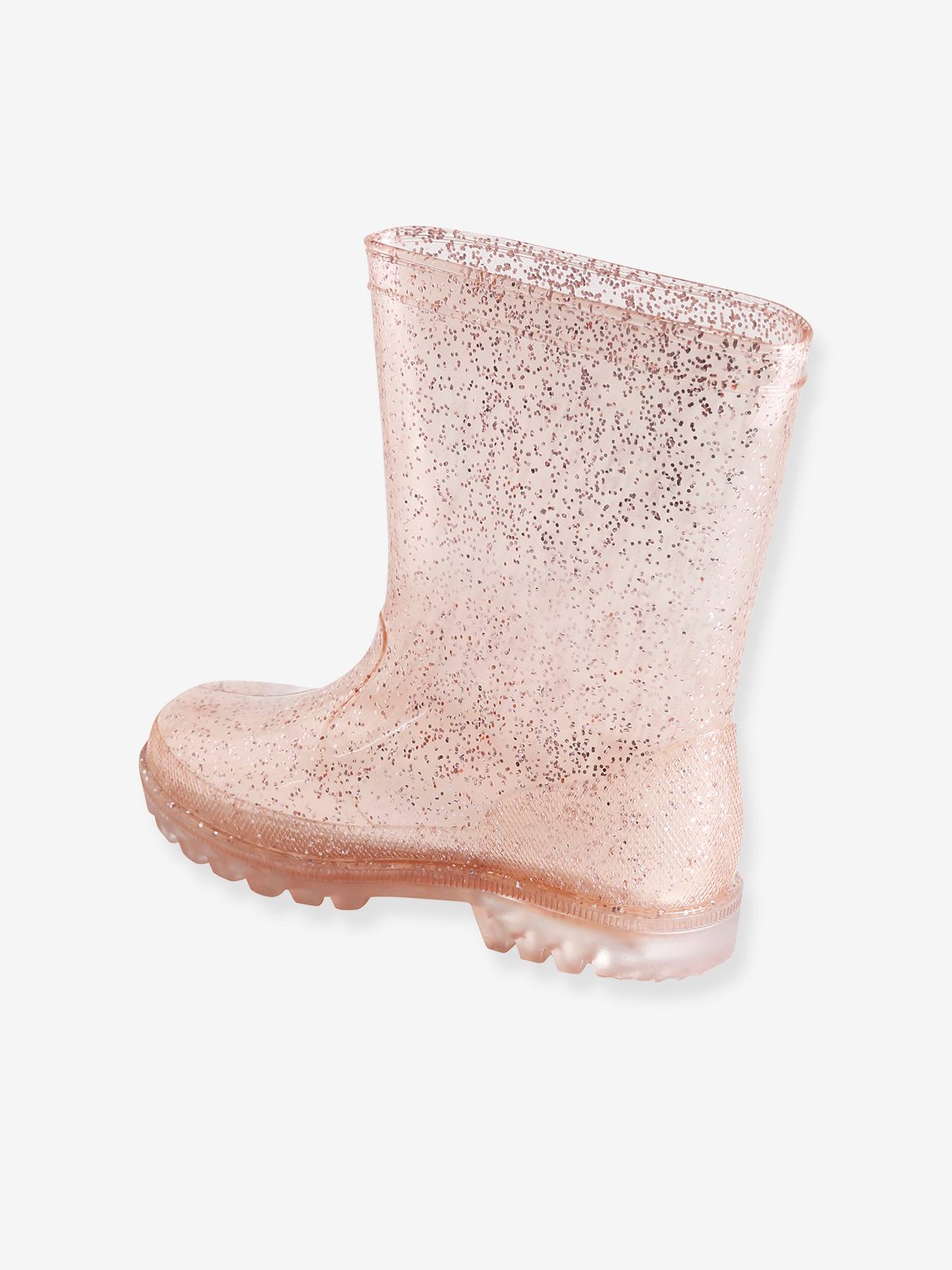 Bottes de pluie pailletées enfant rose