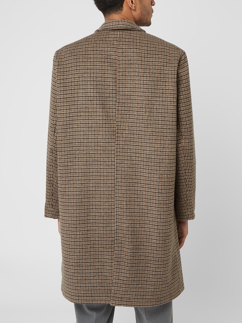 Wollmantel mit Hahnentritt-Dessin Modell 'Balano' in camel
