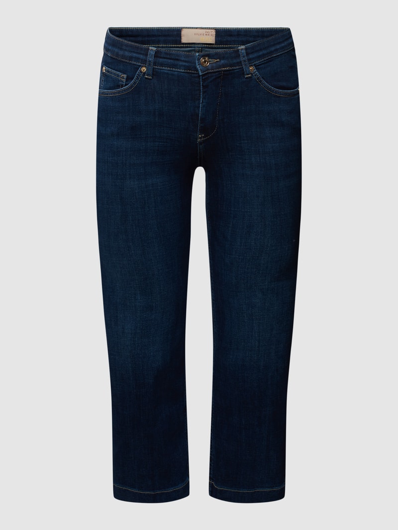 Straight Fit Jeans-Culotte mit Label-Patch Modell 'Rich Culotte' in bleu