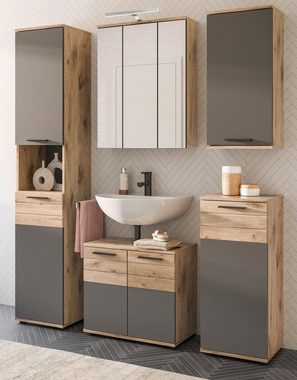 xonox.home Unterschrank Mason (Kommode in grau und Nox Eiche, BxH 37 x 87 cm) Türanschlag wechselbar, mit Soft-Close