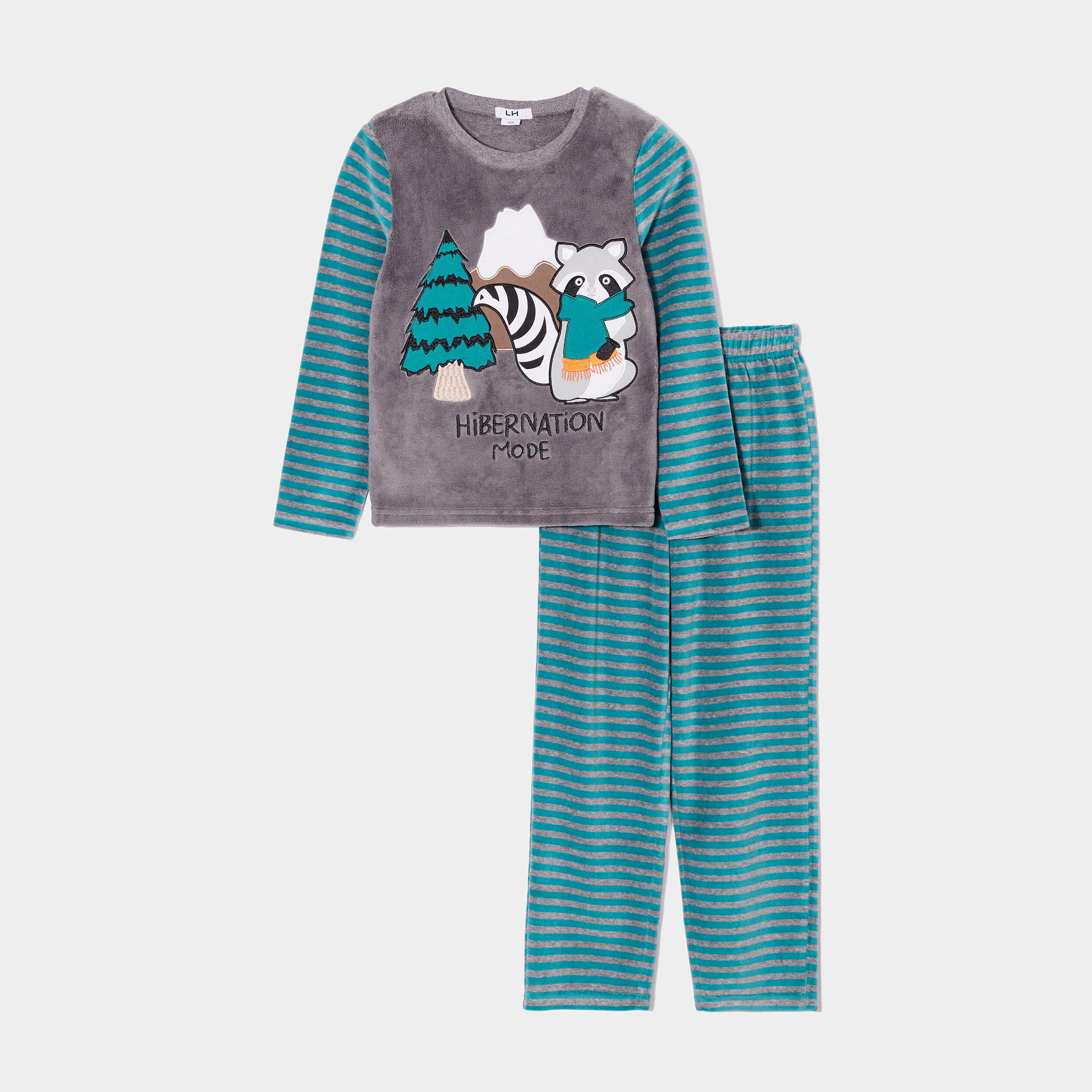 Ensemble pyjama pantalon pilou vert émeraude garçon | La Halle