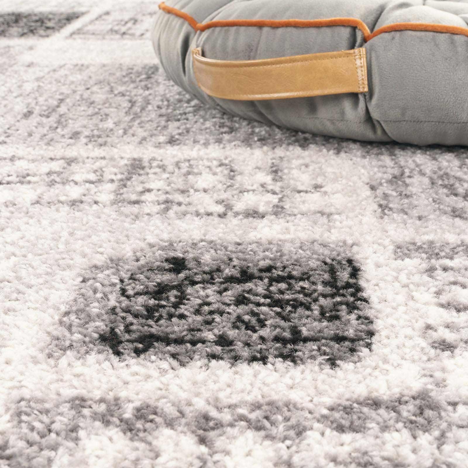 Teppich Moderner Teppich Aragon 56 kariert Retro, TaraCarpet, rechteckig, Höhe: 13 mm, kariert Retro grau Wohnzimmer Schlafzimmer Esszimmer 080X150 cm