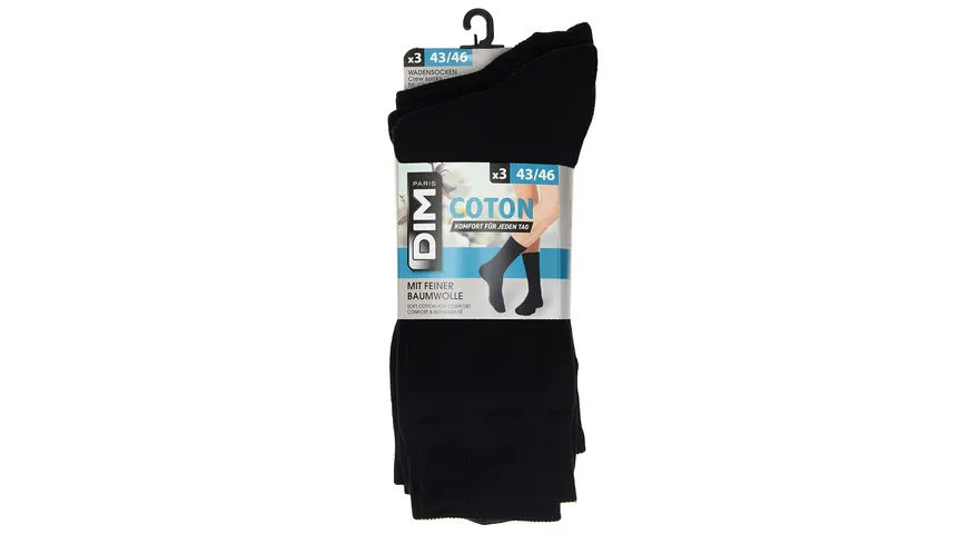 DIM Herren Socken Baumwolle 3er Pack noir