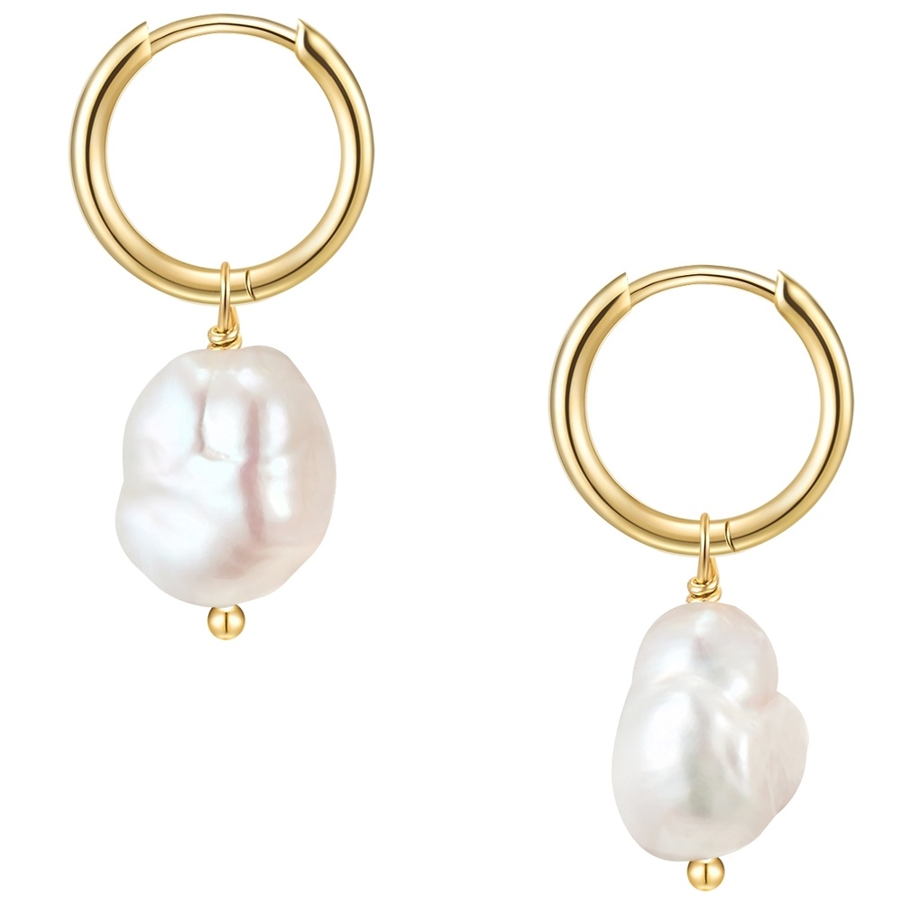 Glanzstücke München Créoles en argent Argent sterling Perle de culture d'eau douce en Or jaune Boucles d'oreilles