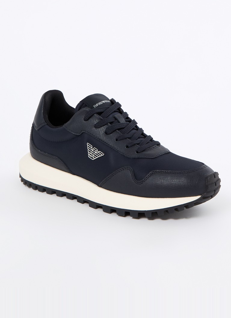 Sneakers Emporio Armani con dettagli in pelle di vitello e logo