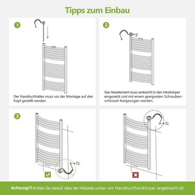 S'AFIELINA Elektrischer Badheizkörper Gebogen Heizkörper Badheizkörper Handtuchwärmer Handtuchtrockner, Elektrisch,mit Intelligentes Heizstab