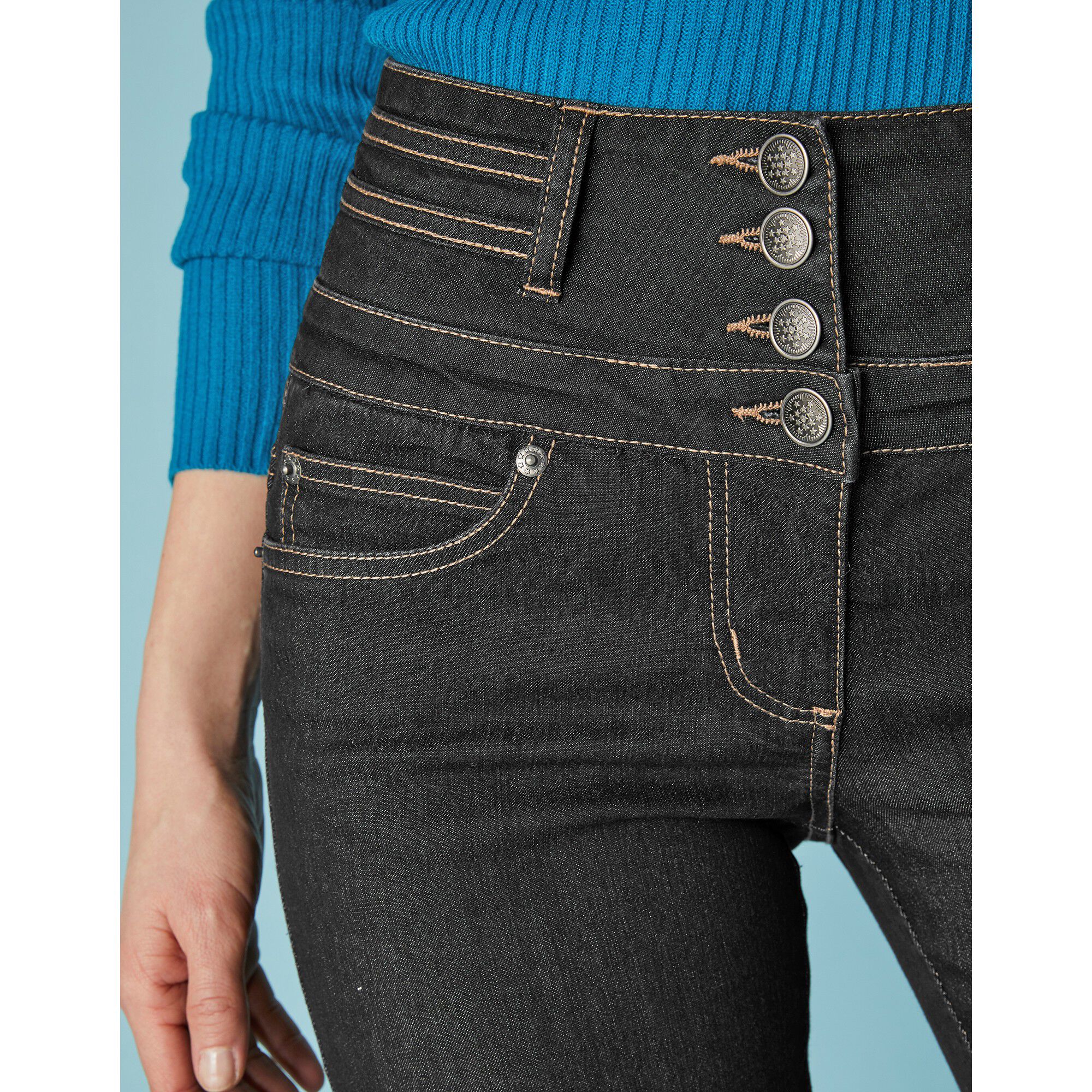 Jean coupe bootcut taille haute stretch