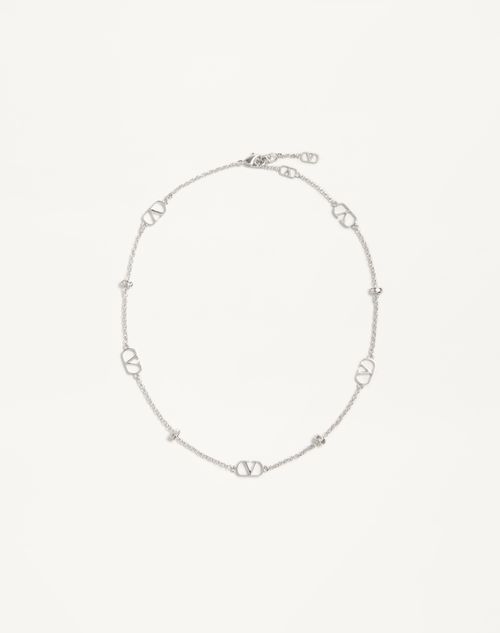 Colar com assinatura VLogo em metal e cristal