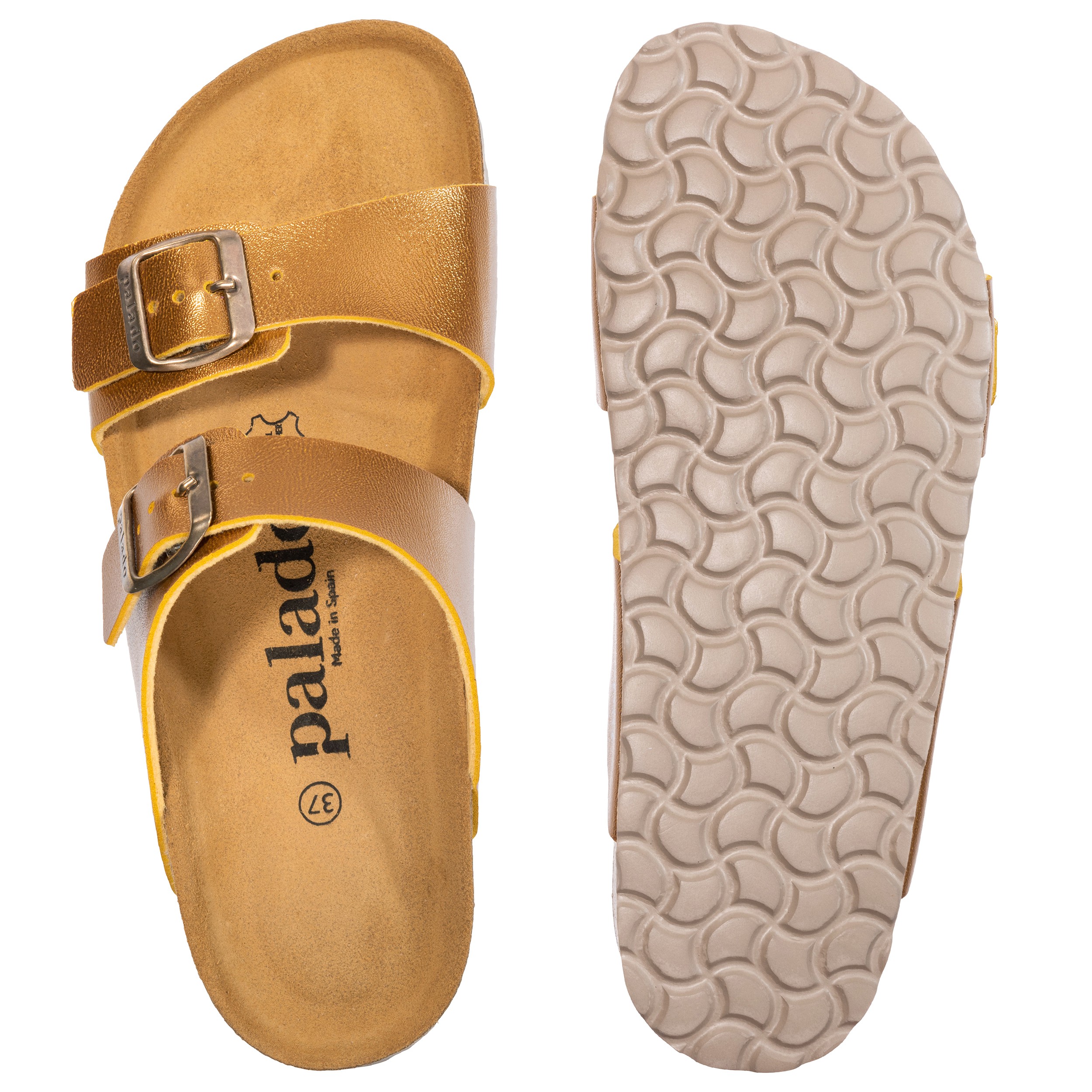 Palado Milos Metallic, Pantoletten, Damen, Senf/Gold