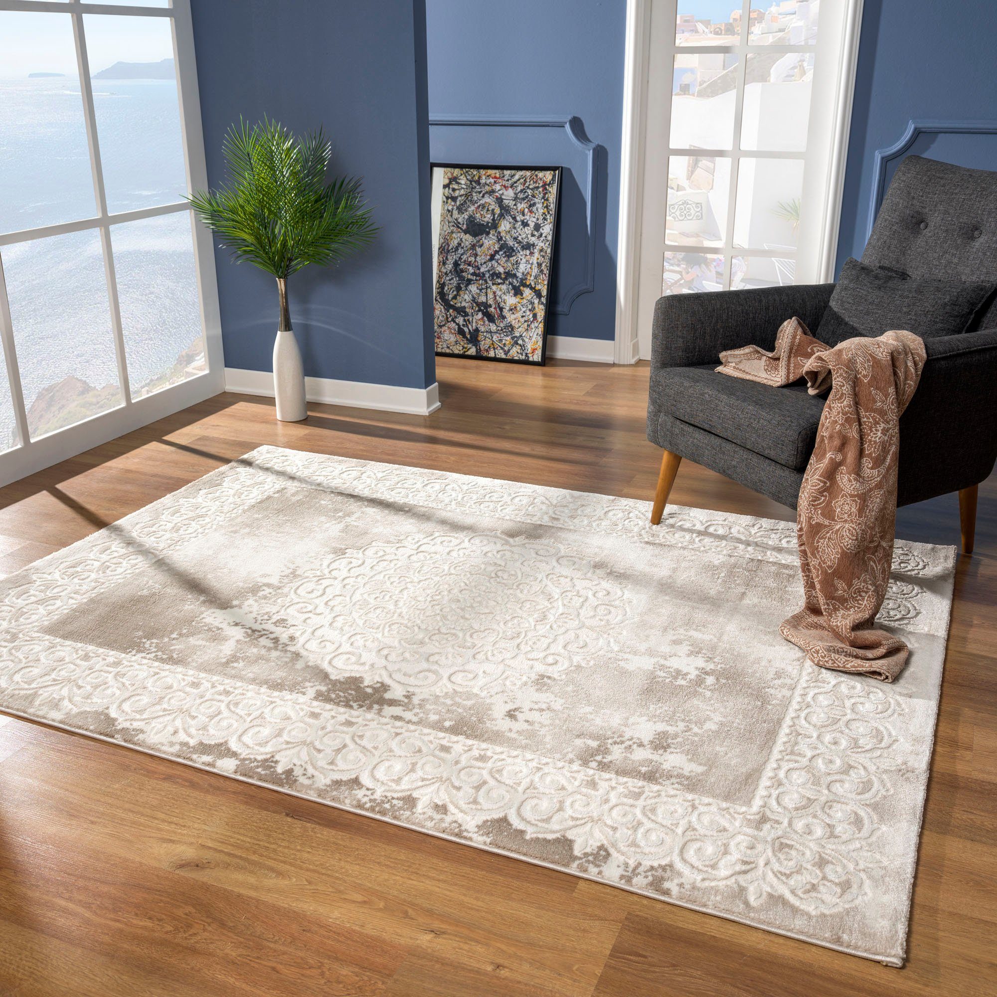 Teppich Harmony 3205, Sanat, rechteckig, Höhe: 12 mm, Wohnzimmer, Orient Optik, Kurzflor, modern, Schlafzimmer
