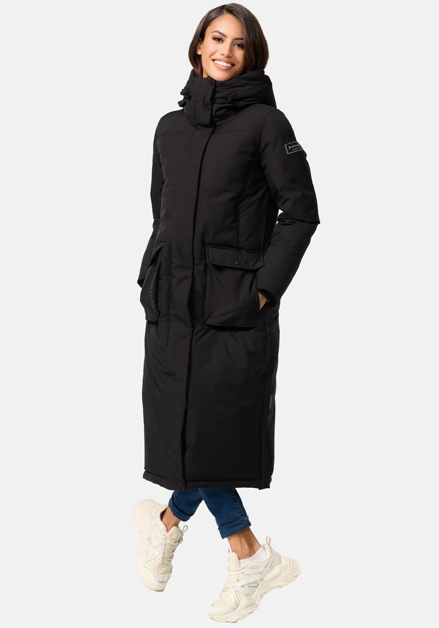 Navahoo Wintermantel Wolkenfrost XIV Extralanger Damen Mantel mit Kapuze