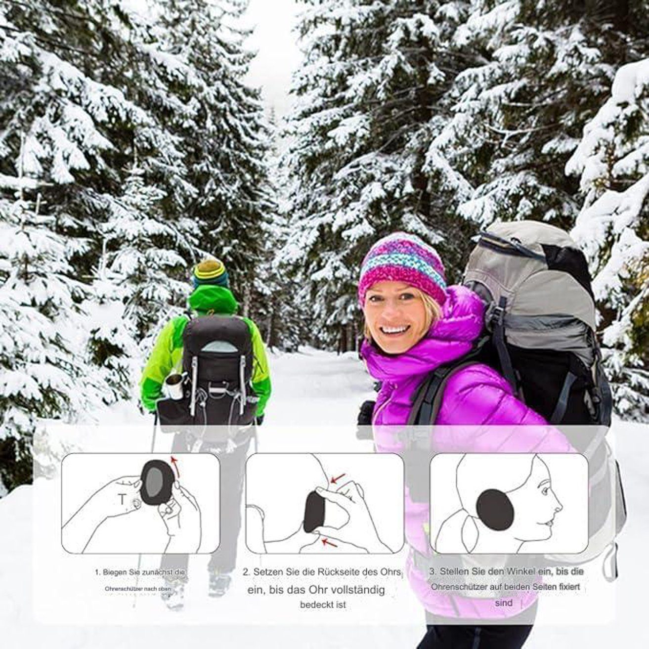 HOHEA H Ohrenwärmer Ohrenwärmer,Tragbare Ohrenschützer,Tragbare Ohrenschützer (1-St) Plüsch-Ohrenschützer Outdoor Winddichte Ohrenschützer