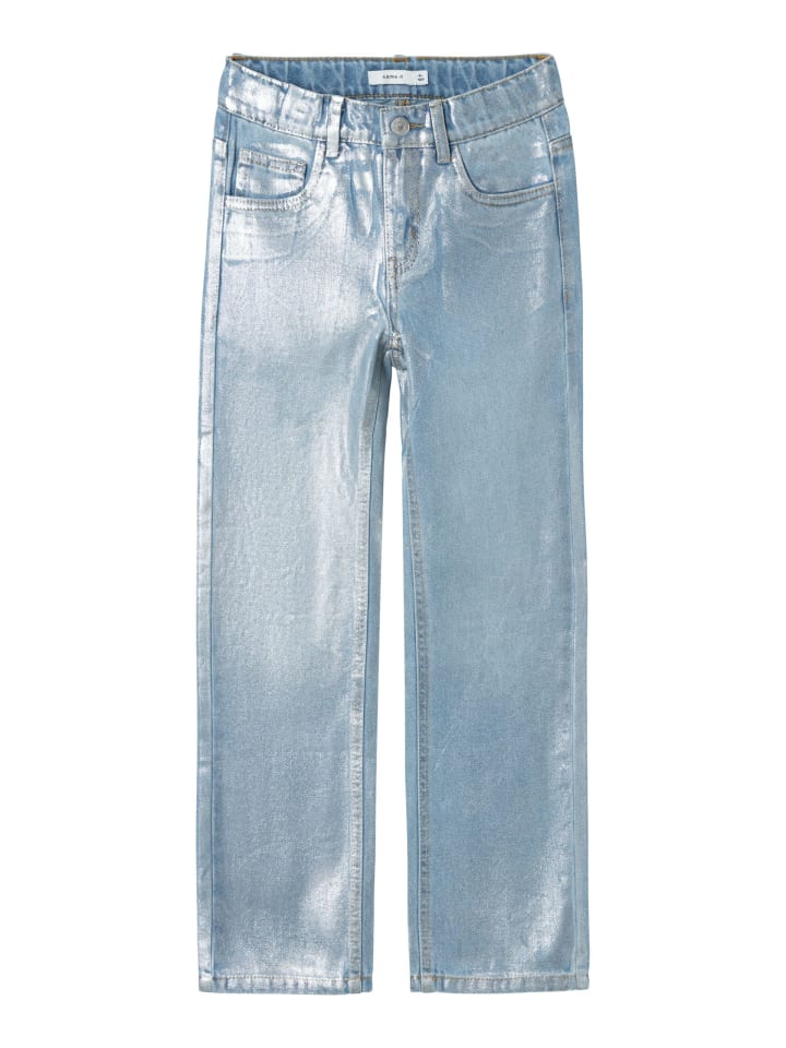 name it Metallic Jeans NKFROSE STRAIGHT JEANS in light blue denim günstig kaufen