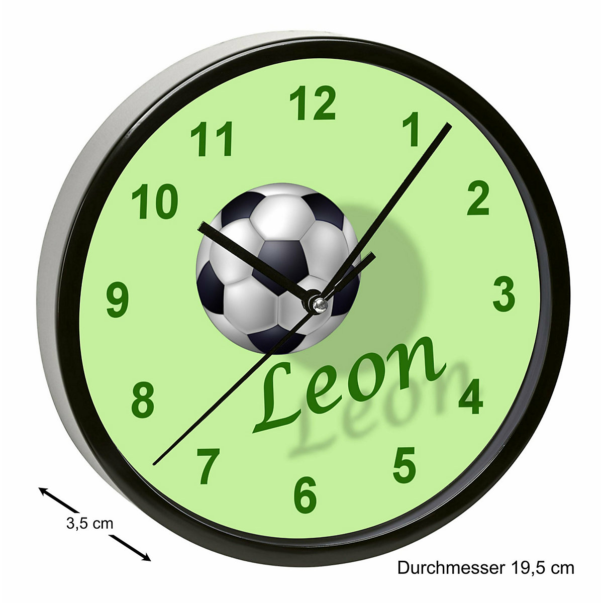 Kinder Wanduhr personalisiert mit Name Fußball 2