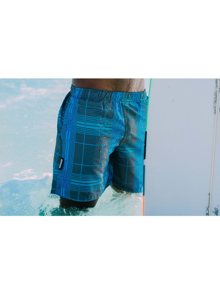 GUGGEN MOUNTAIN Badehose Kariert in Grau günstig kaufen