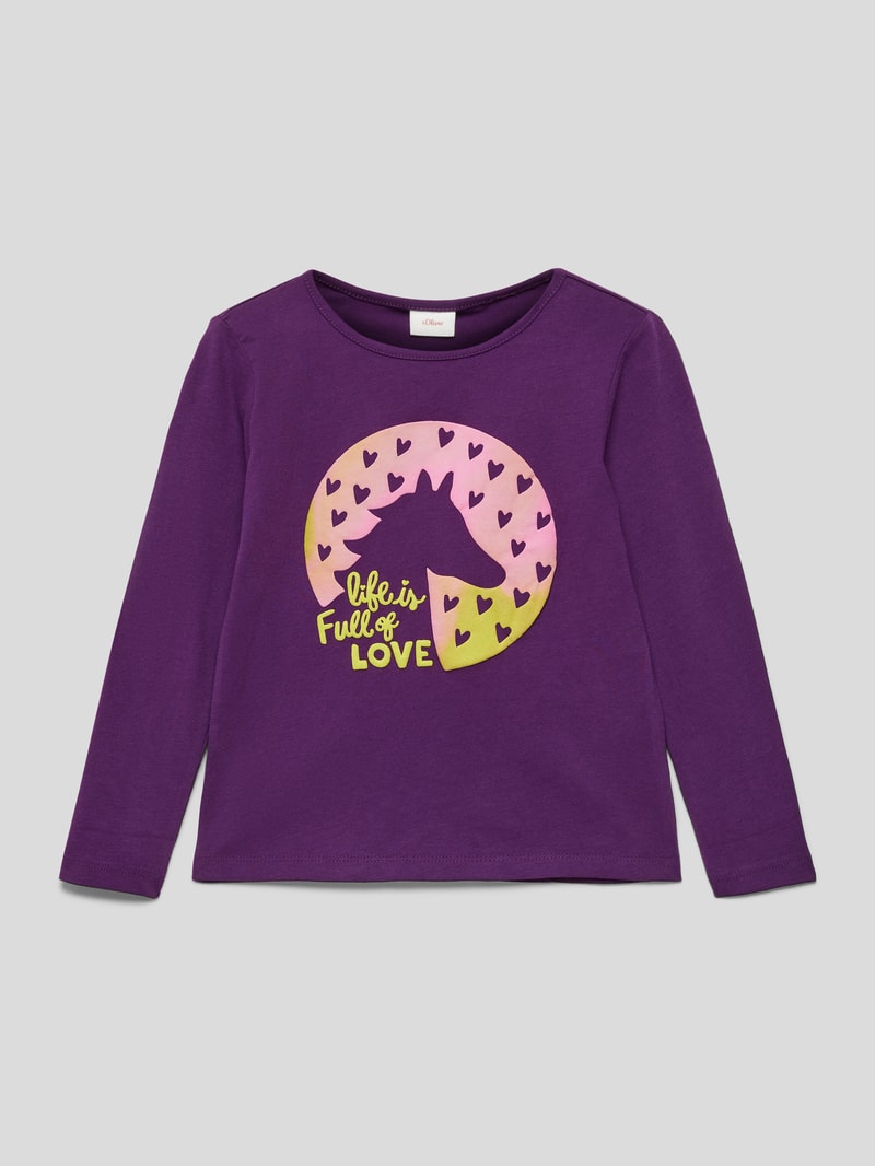 Longsleeve mit Motiv-Print in lila