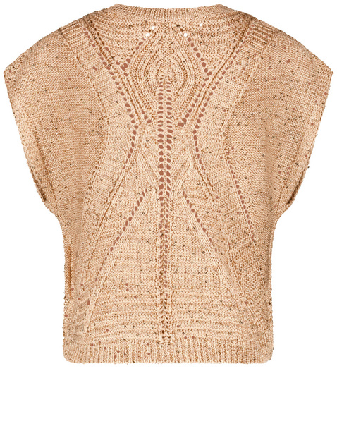 Kurzarmpullover mit transparentem Ajoursmuster