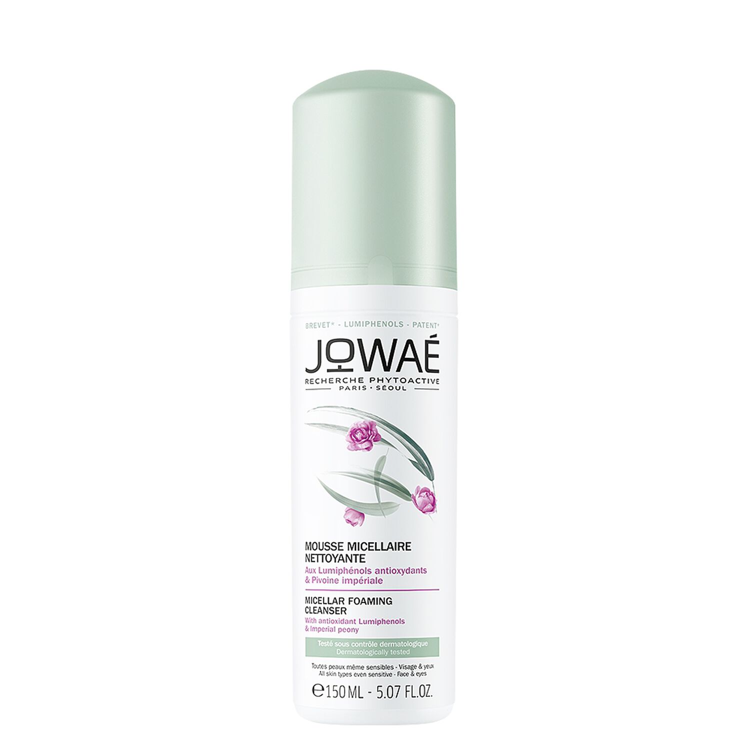 jowaé Mousse Micellaire Démaquillante Lumiphénols Antioxydants & Pivoine Impériale 150 ml