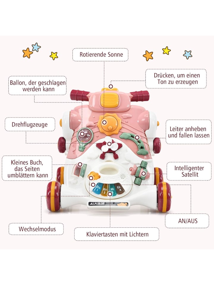 COSTWAY 3 in 1 Lauflernwagen 6-36 Monaten in Rosa günstig kaufen 46 cm