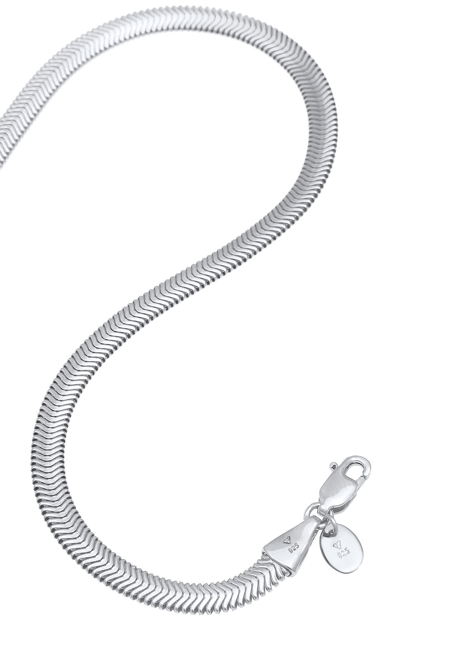 Elli PREMIUM Halskette Flach Elegant Schlangenkette Fischgräte 925 Silber
