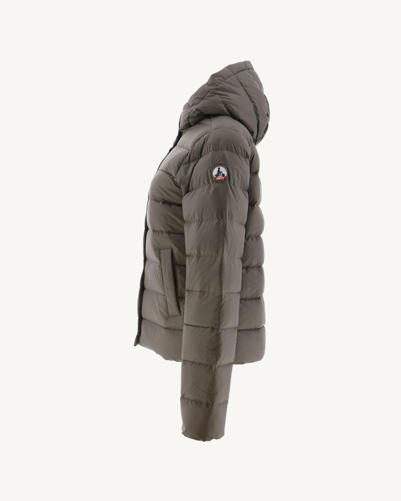 Doudoune droite à capuche Taupe Jane