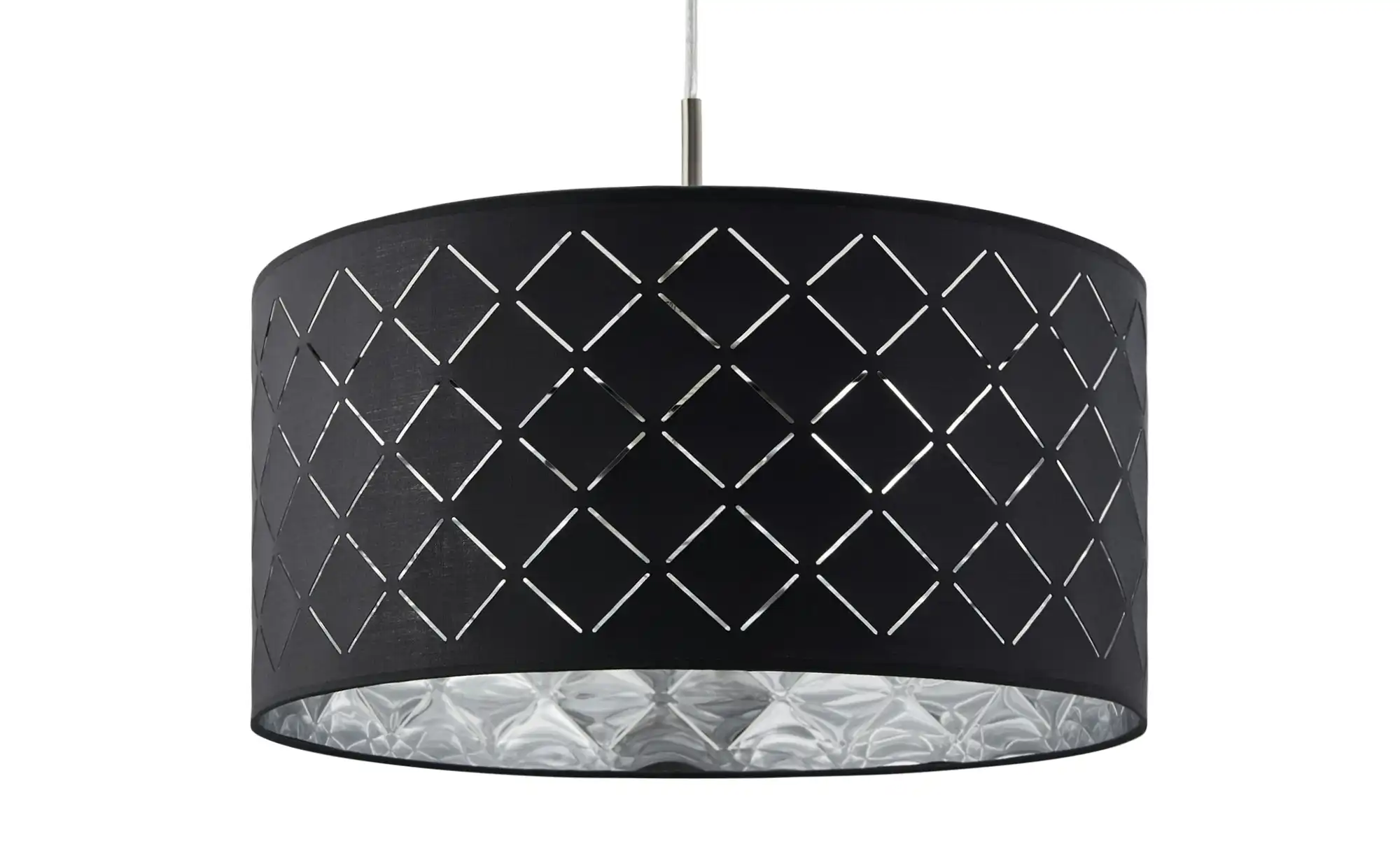 Stoffpendelleuchte, 1-flammig, Schirm grau/silber