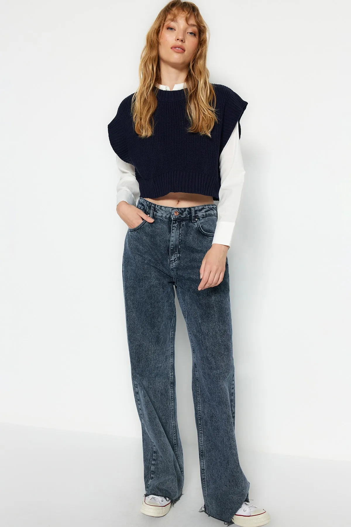 Trendyol Collection  Strickweste - Dunkelblau - Regular Fit
