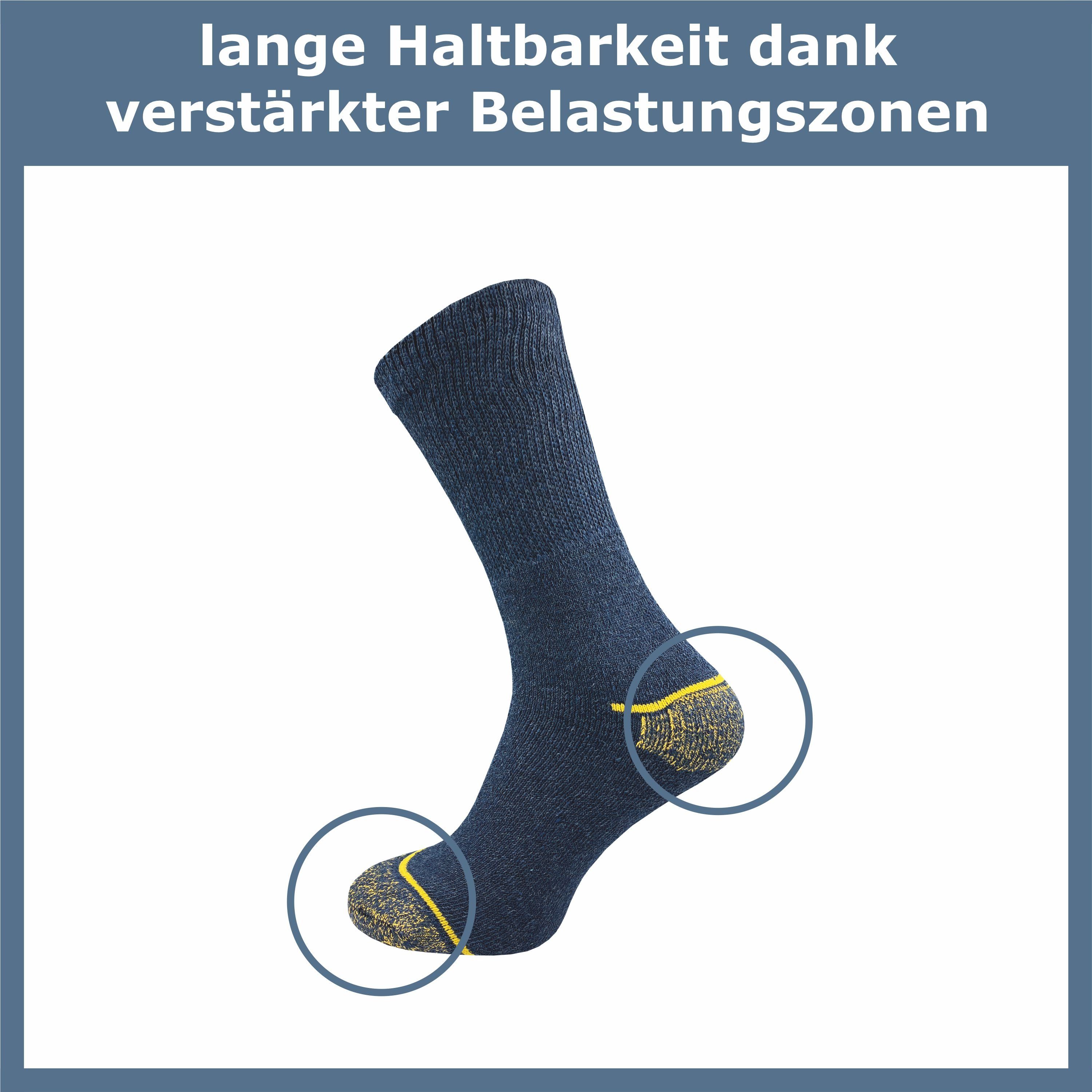 GAWILO Arbeitssocken für Herren mit Komfortbund ohne Gummi ohne einzuschneiden (10 Paar) Lange Haltbarkeit dank verstärkter Belastungszonen an Ferse & Spitze